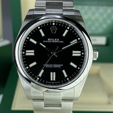 oyster perpetual rolex black dial|rolex oyster perpetual 41 124300.